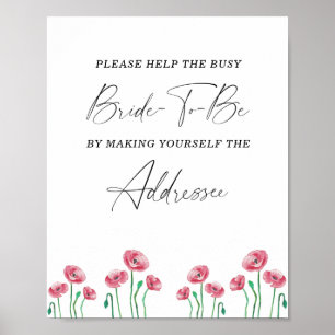 Floral helfe dem geschäftigen Brautadressen-Poster Poster