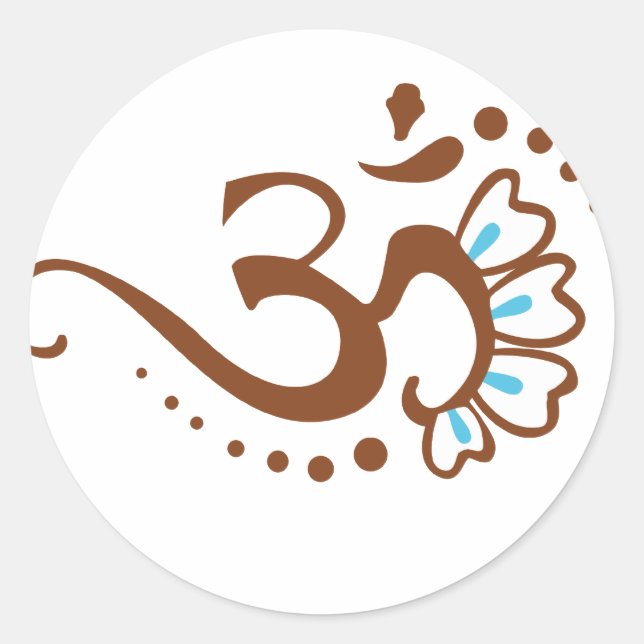 Floral Henna Om Runder Aufkleber (Vorderseite)