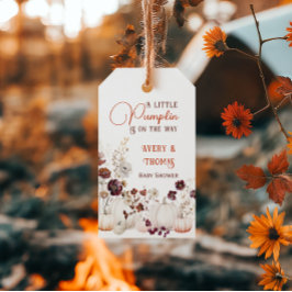 Floral Herbst Kleine Pumpkin Baby Dusche Geschenkanhänger