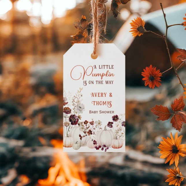 Floral Herbst Kleine Pumpkin Baby Dusche Geschenkanhänger (Von Creator hochgeladen)