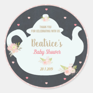 Floral High Tea Baby Dusche Danke Sticker