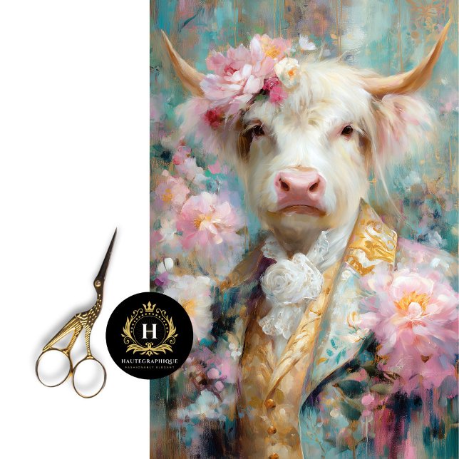 Floral Highland Cow Barock Anzug Decoupage Seidenpapier (Von Creator hochgeladen)