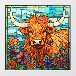 Floral Highland Cow Farm Life Imitate festgehalten Fensteraufkleber