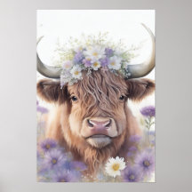 Floral Highland Cow