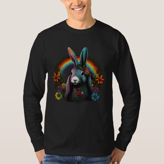 Floral Hippie Groovy Retro Easter Bunny Spring Flo T-Shirt (Vorderseite)