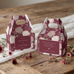 Floral Hochzeit Burgunder-Hortensie Dankeschön Geschenkschachtel