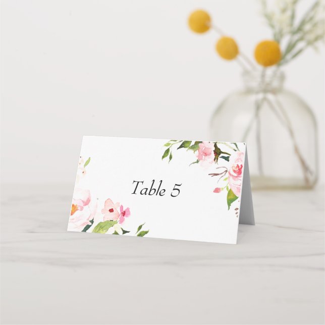 Floral Hochzeitstisch # Platzkarte (Vorderseite)