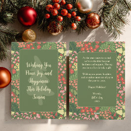 Floral Holiday Card - Custom Message, Name & Date Feiertagskarte