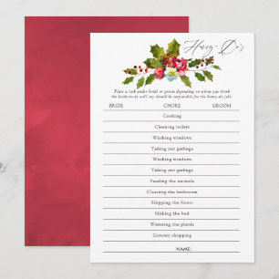 Floral Holly Christmas Brautparty Game Einladung