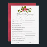 Floral Holly Christmas Brautparty Game Einladung<br><div class="desc">Vintage rote Blume,  Weihnachten- und Beerenweihgabeln,  die schnell und einfach auf Ihre Eventspezifikationen zugeschnitten sind.</div>