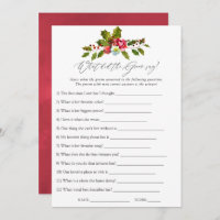 Floral Holly Christmas Brautparty Game