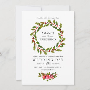 Floral Holly Weihnachten Hochzeit Wasserfarbe Einl Einladung