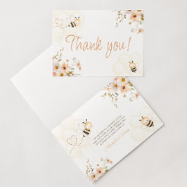 Floral Honey Bee Baby Dusche geklappt Danke Karte