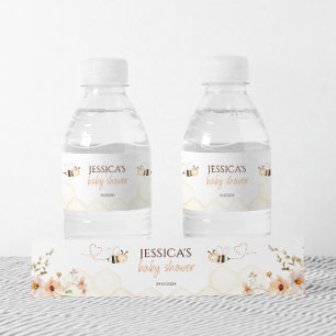 Floral Honey Bee Baby Dusche Wasserflaschenetikett