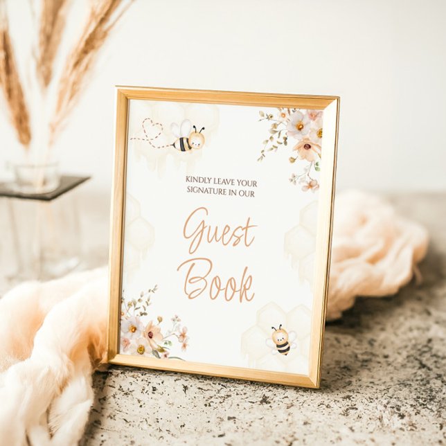 Floral Honey Bee Baby Shooting Guest Book Sign Sockelschild (Von Creator hochgeladen)