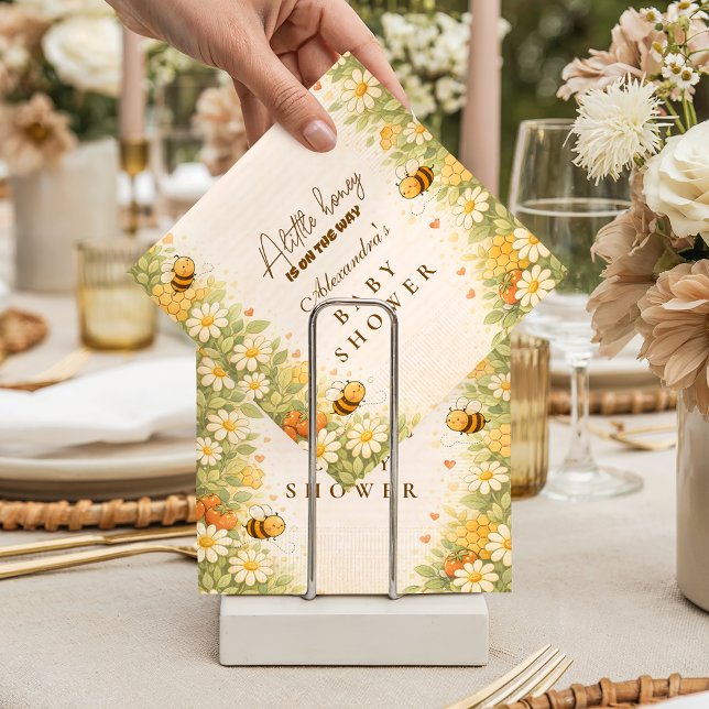 Floral Honey Bee Baby Shower Serviette (Von Creator hochgeladen)