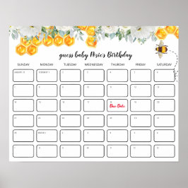 Floral Honeycomb | Baby Shooter Birthday Guessing Poster