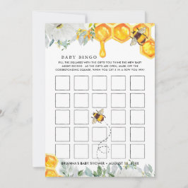 Floral Honeycomb | Bee Baby Shower Bingo Card Einladung