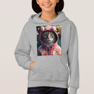 "Floral Hoodie Cat