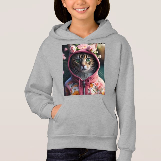 "Floral Hoodie Cat (Vorderseite)