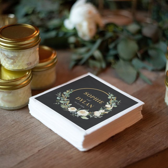 Floral Hoop Editable Color Wedding Napkins Serviette (Von Creator hochgeladen)