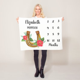 Floral Horseshoe Baby Milestone Fleecedecke