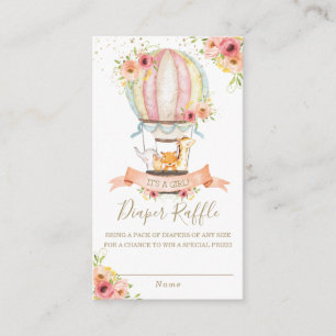 Floral Hot Air Ballon Baby Tiere Diaper Raffle Begleitkarte