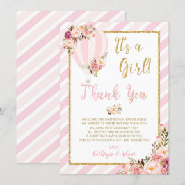 Floral Hot Air Ballon Babydusche Danke Karten