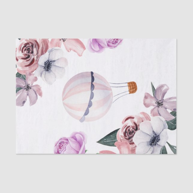 Floral Hot Air Ballon Reisen Brautparty Seidenpapier (Vorderseite)