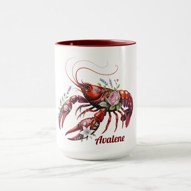 Floral Hummer Crawfish Art Tasse (Zentrum)