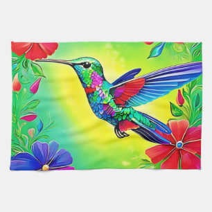Floral Hummingbird Design Geschirrtuch