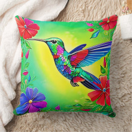 Floral Hummingbird Design Kissen