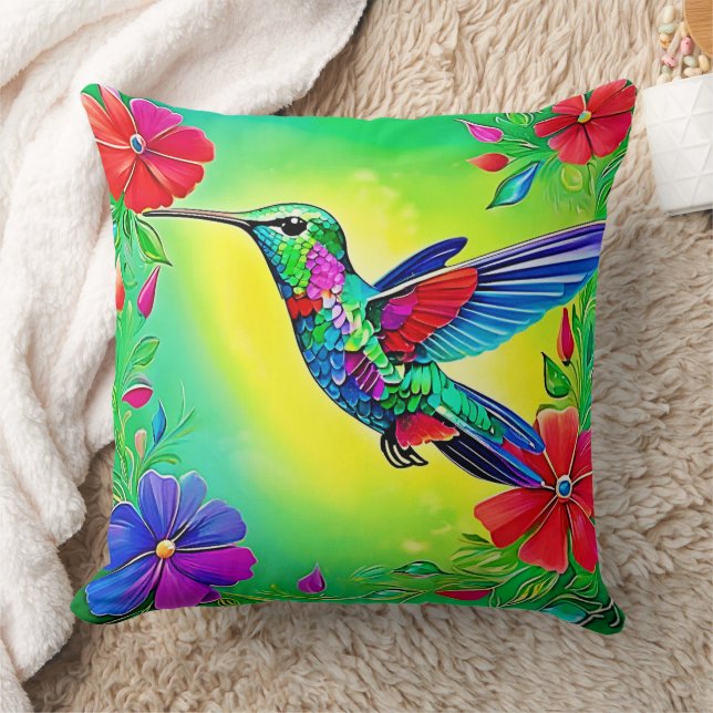 Floral Hummingbird Design Kissen (Decke)