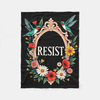 Floral Hummingbird Resist Trump Fleecedecke