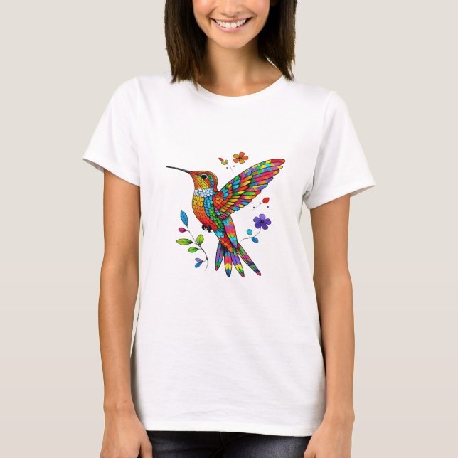 Floral Hummingbird Shirt, Animal Lover T-Shirt, Bi T-Shirt (Vorderseite)