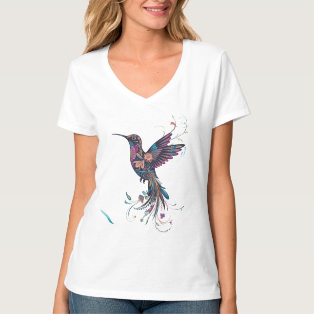 Floral Hummingbird T-Shirt (Vorderseite)