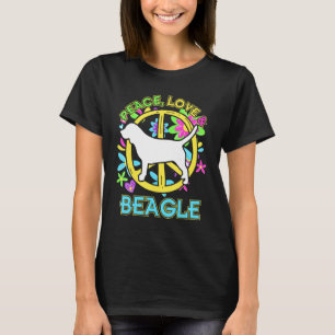 Floral Hund Frieden Liebe und Beagle T-Shirt