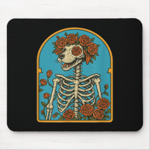 Floral Hund Skelett, dankbares Skelett Funny Hallo Mousepad