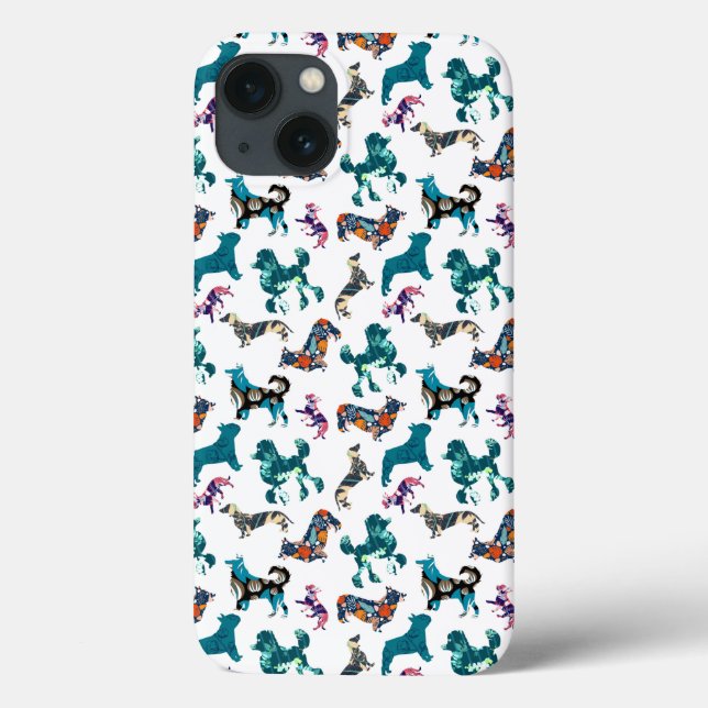 Floral Hunde Case-Mate iPhone Hülle (Rückseite)