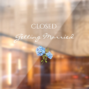 Floral Hydrangea geschlossen Erlangung Hochzeit Fensteraufkleber