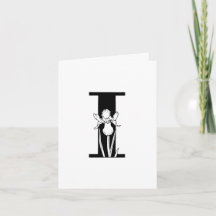 Floral-I-Monogramm auf weißer Notizkarte