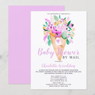 Floral ice Creme Aquarell Babydusche per Post Einladung