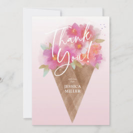Floral Ice Creme Cone Flat Danke Karte