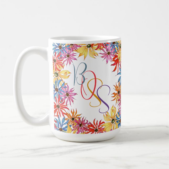 Floral Illustrierte Personalisierte Bosse Tasse (Links)