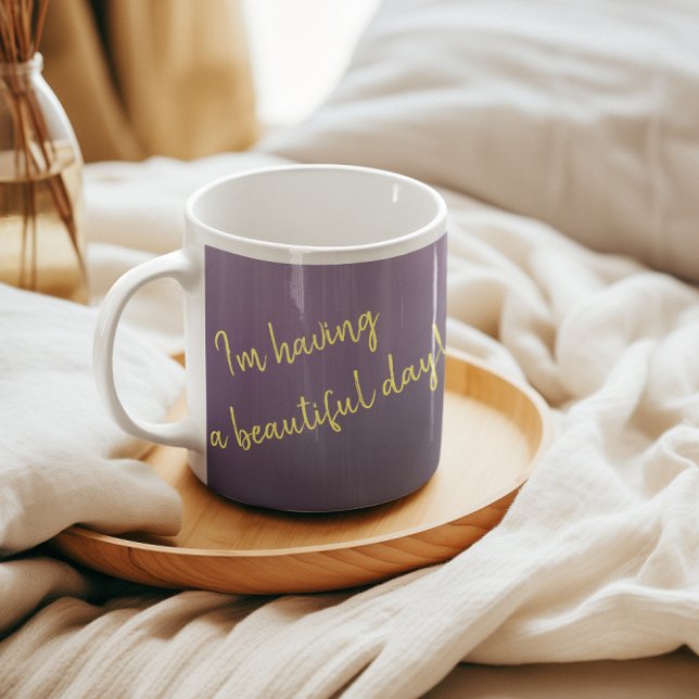 Floral in Lila klassischer Tasse, 325 ml Kaffeetasse (Purple Mug to Personalize.
Text on one side and flower on the other side.)