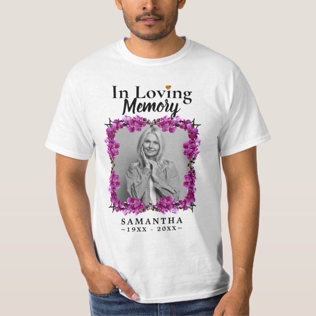 Floral in Love Memory Foto Verlust der Mutter T-Sh T-Shirt (Vorderseite)