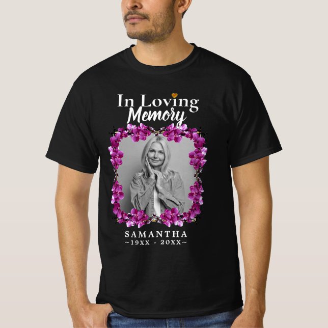 Floral in Love Memory Foto Verlust der Mutter T-Shirt (Vorderseite)