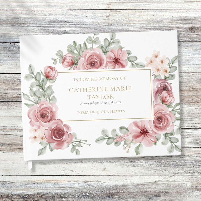 Floral in Love Memory Memorial Beerdigung Gästebuch (Floral In Loving Memory Memorial Funeral Guest Book)