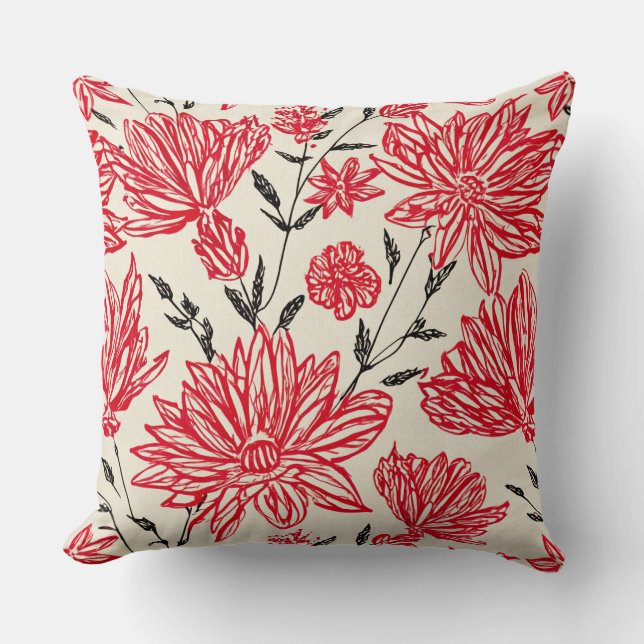 Floral in red pattern kissen (Vorderseite)