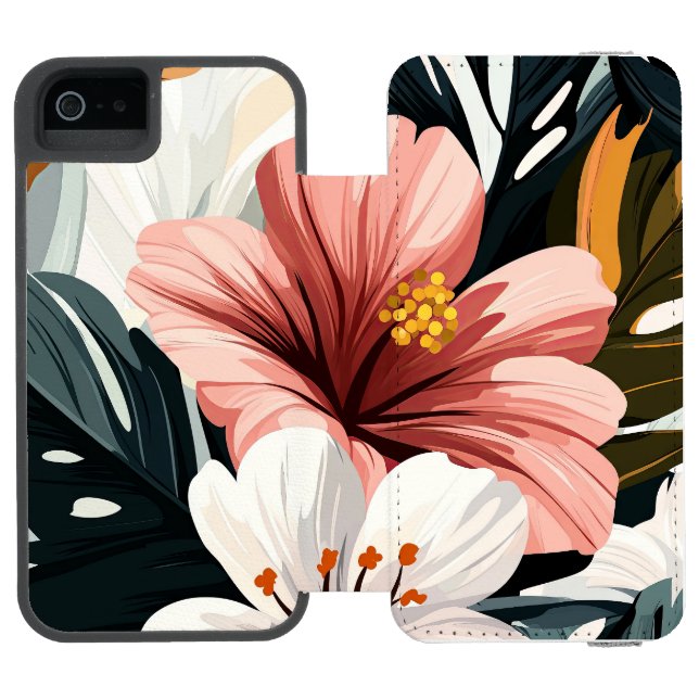 floral incipio iPhone Geldbeutel-Hülle (Folio Geöffnet)